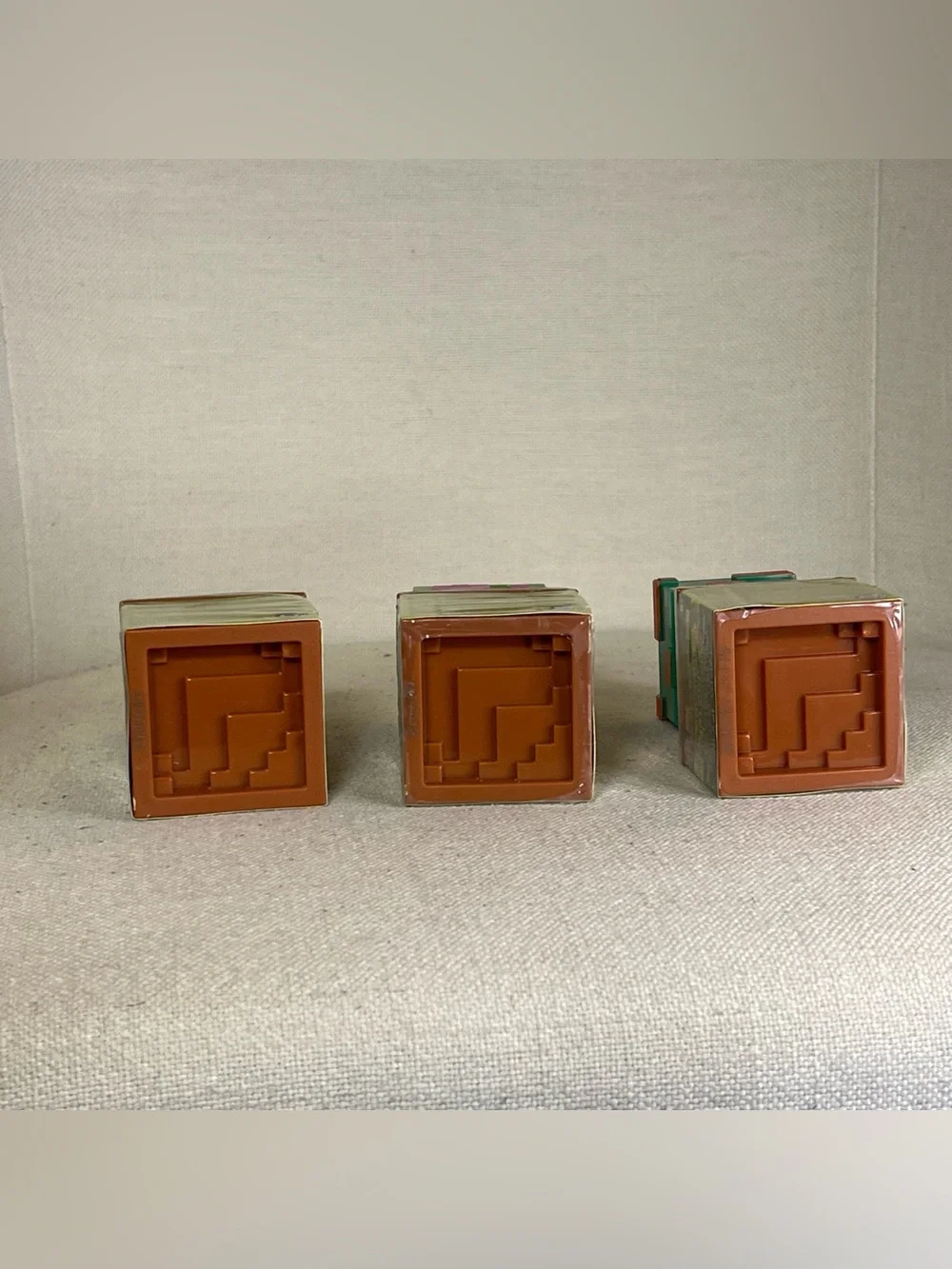 Mattel Minecraft Bloom Blocks Mini Figures in Bright Green, Brown, Teal, Pink